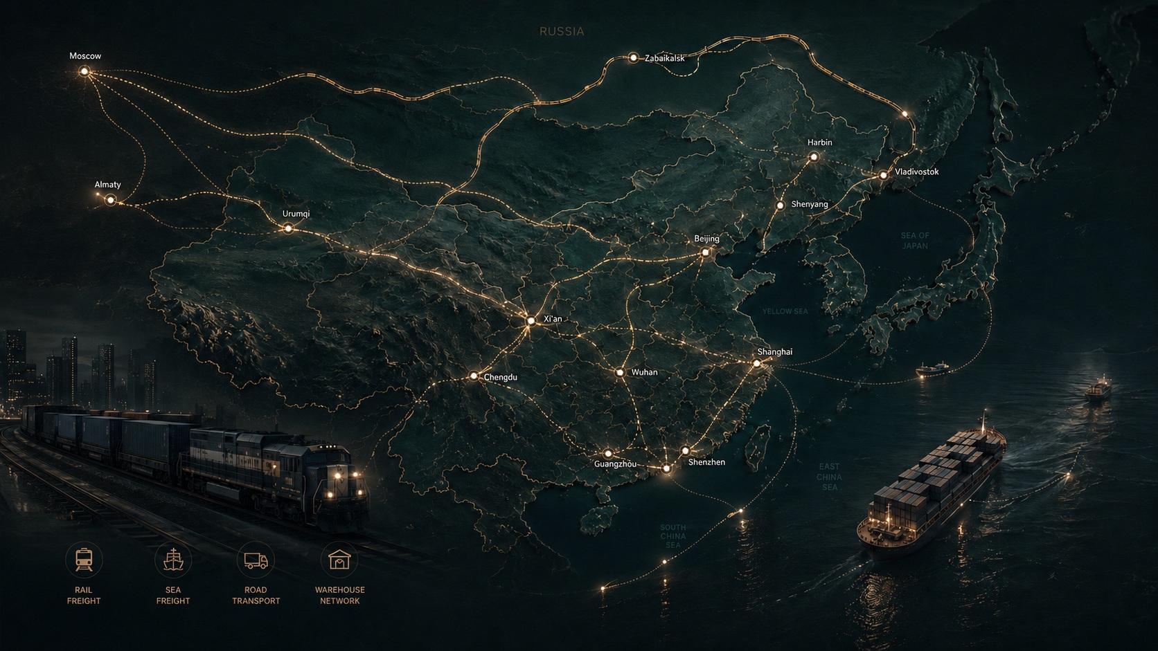 Маршруты поставок из Китая в Россию